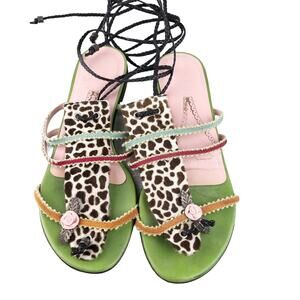 Jane brown London lace up animal print sandal